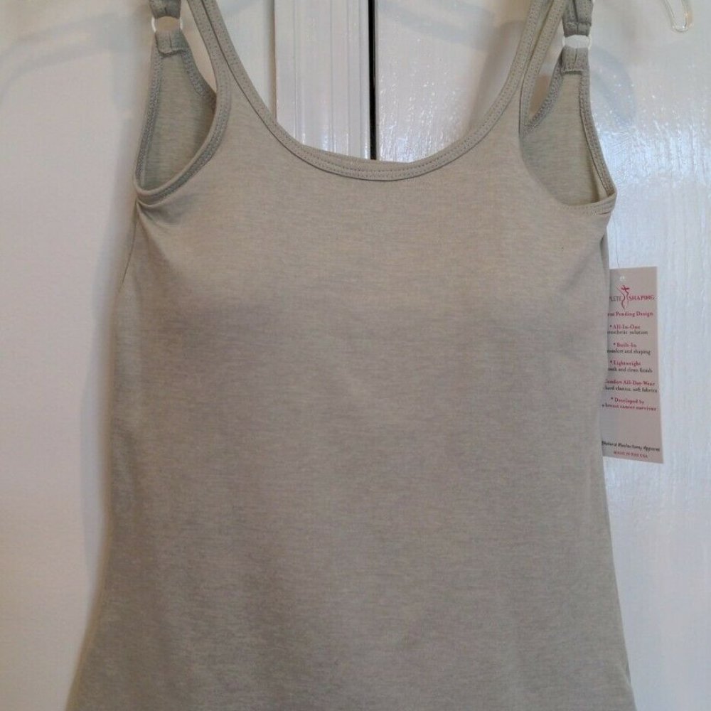 Mastectomy Camisole with Integrated Prosthetics, Small w B Cup, New, Oat, NWT